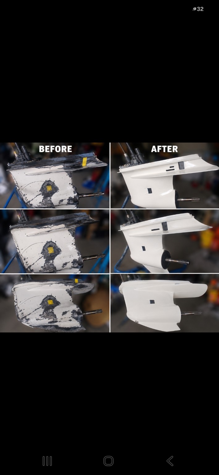 Lower unit before and after restoration